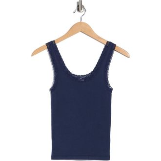 Abound Lace Trim Tank Top in Navy Iris at Nordstrom Rack, Size X-Large