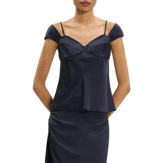 Theory Peek Camisole Layered Look Sleeveless Top in Navy/Black at Nordstrom Rack, Size 10
