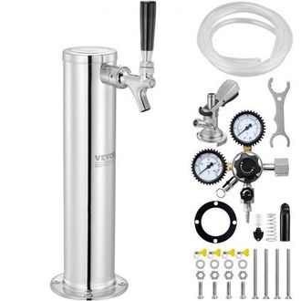 OEM Kegerator-turm-kit, Einzelzapfhahn-bierumr&uuml;stsatz, Edelstahl-fass-bierturm-zapfanlage Mit Doppelmessger&auml;t W21.8-regler Und A-system-fasskupplung, Bier