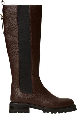 Twinset Leren bikerlaarzen - Dames - Hoge Laarzen - Bruin - 39 EU - Leer - Schoenen