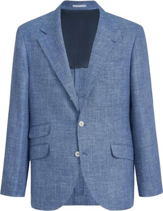 Brunello Cucinelli Blazer met enkele rij knopen - Blauw