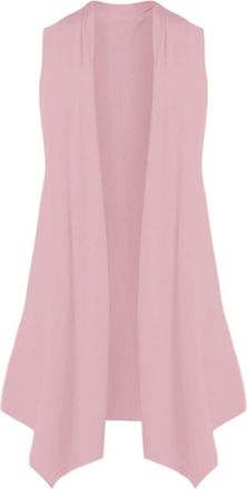 Generic Womens Sleeveless Draped Open Front Cardigan Vest Asymmetric Hem Blouse Tops Long Cotton Tops (Pink, M)