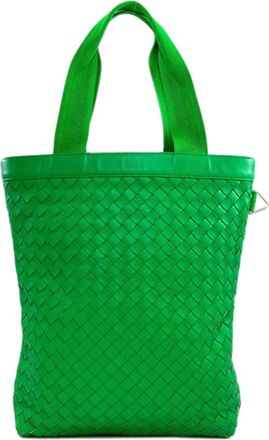 Bottega Veneta Green Leather Pouch Tote Bag (Pre-Owned)
