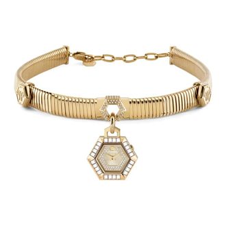 Philipp Plein Necklaces, female, Yellow, Size: ONE SIZE Hexagon Pendant Necklace