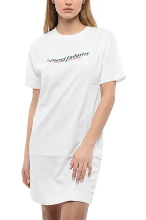 Diesel White Logo Crew Neck Mini Dress