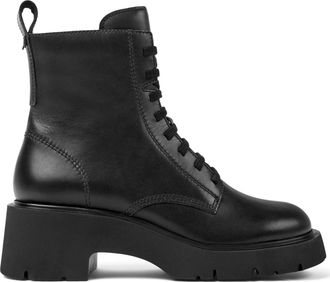 Camper Black Milah Smooth Leather Chunky Sole Side Zip Ankle Boots