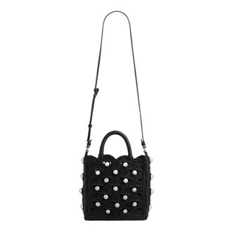 Paco Rabanne Piccola Borsa in Rafia con Perle - - Bags - Donna - Nero - ONE SIZE
