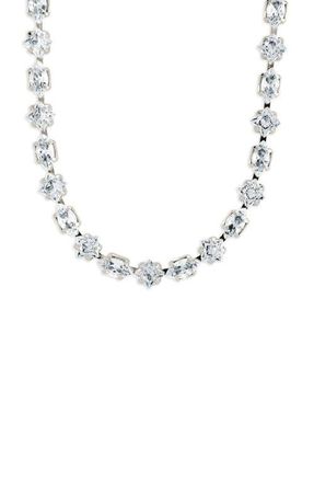 Sterling Forever Geo Cubic Zirconia Tennis Necklace in Silver at Nordstrom