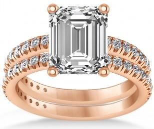Allurez Diamond Emerald-Set Semi-Eternity Bridal Set 18k Rose Gold (3.77ct)