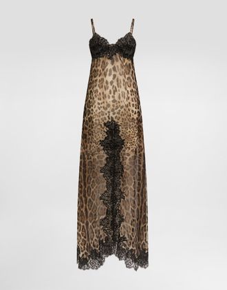 Dolce & Gabbana Leo-print Chiffon Slip Dress - Woman Collection Animal Print 36