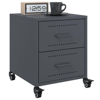 Berkfield Home Bedside Cabinets 2 pcs Anthracite 36x39x43.5 cm Steel in Black