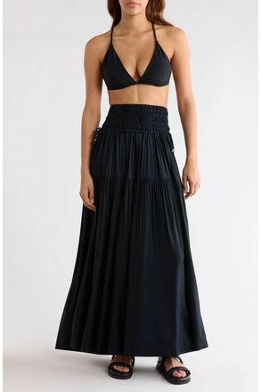 Elan Ryan Smocked Midi Skirt In Black