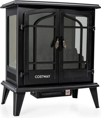 Costway 25 Inch Freestanding Electric Fireplace Heater with Realistic Flame effect