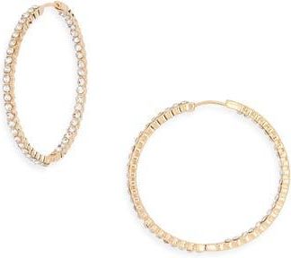 Nordstrom Rack Crystal Inside Out Hoop Earrings in Clear- Gold at Nordstrom Rack