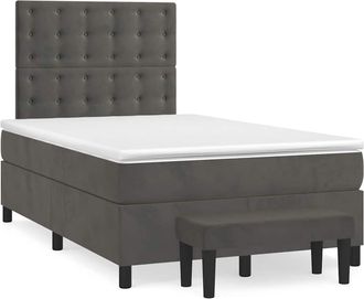 vidaXL Cama Box Spring Con Colch&oacute;n Terciopelo Gris Oscuro 120x190 Cm Vidaxl