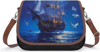 Generic Steamship Moon Crossbody Bags for Women Shoulder Messenger Bag Purse Handbags