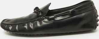 Tod's Tods Black Leather Bow Slip-On Loafers