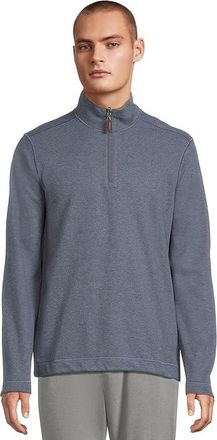 Johnston & Murphy Reversible Solid Quarter-zip Mens Sweater Blue/Gray : 3XL, Cotton/Polyester/Rayon