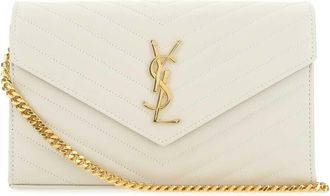 Saint Laurent Ivory Leather Clutch