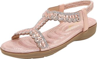 Generic Cocila Ladies Wide Fit Sandals Women Thick Fashion Beach Pink, 5.5 Woman Size 5 Platform For Wedge Cushion White Shoes Bohemian Trekking Womens Silver