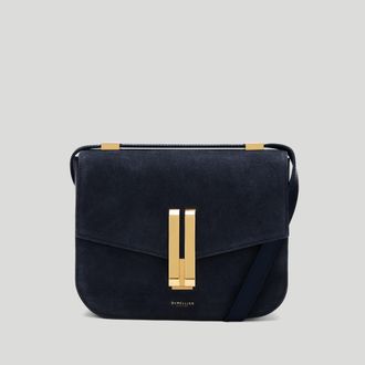 DeMellier The Vancouver in Midnight Blue Suede Leather Crossbody bag