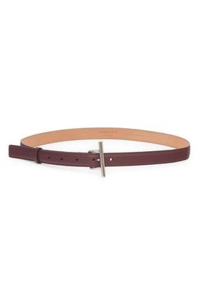 Alexander McQueen Sling Leather Belt in Cranberry/Silver at Nordstrom, Size 75