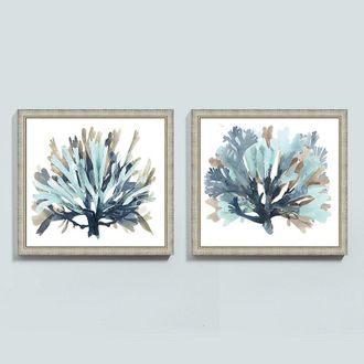 Ballard Designs Seaside Coral Art - Blue - Print II, 20 x 22 - Ballard Designs