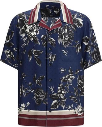 Dolce & Gabbana Blue Silk Pattern Mens Shirt