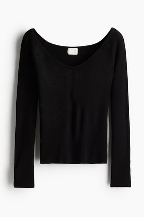 H&M Off-Shoulder-Shirt - Schwarz