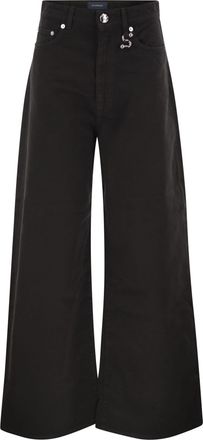 Sportmax Vaqueros de denim de algod&oacute;n con pernera ancha y detalle met&aacute;lico caracter&iacute;stico de Sportmax Spdsiamese