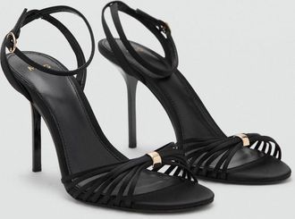 Mango Sandali tacco fasce nero - Donna - 35 - MANGO