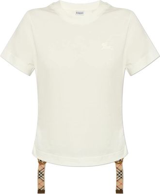 Burberry T-shirt met zijtrekkoord - Dames - T-shirts - Wit - S - Katoen - Tops