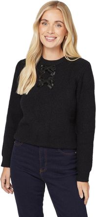 Wallis Petite Embellished Bow Detail Jumper, M, Black