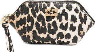 Ganni Bou Coin Leopard-Print Clutch Bag