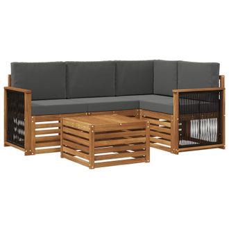 vidaXL Conjunto De Sof&aacute;s De Exterior 5 Pcs Natural Y Antracita Vidaxl