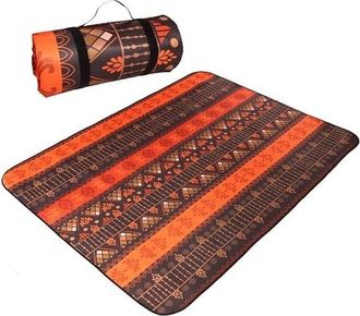 OEM Manta De Picnic De 200x150 Cm Con Estampado &Eacute;tnico Naranja/negro, Repelente Al Agua Y Port&aacute;til, Ideal Para La Playa, El Jard&iacute;n Y El Camping