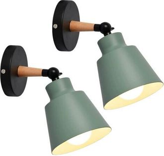 OEM Juego De 2 Apliques De Pared Met&aacute;licos Industriales Vintage Ajustables Con Casquillo E27 Para Uso Interior (verde)