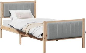 vidaXL Estructura De Cama Con Cabecera Marr&oacute;n Y Gris Claro 90 X 190 Cm Vidaxl