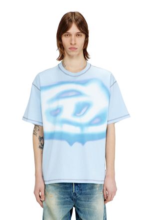 Diesel Relaxed T-shirt with water-effect print - T-Shirts - Man - Blue