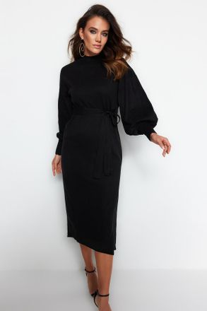 Trendyol Modest Dames Zwart Effen Maxi Lang Casual Recht Modest Jurken