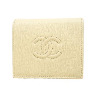 Chanel White Grained Calfskin Wallet (Bi-Fold) (Pre-Owned)