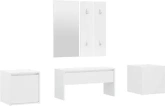 vidaXL Juego De Muebles De Recibidor Madera Contrachapada Blanco Vidaxl