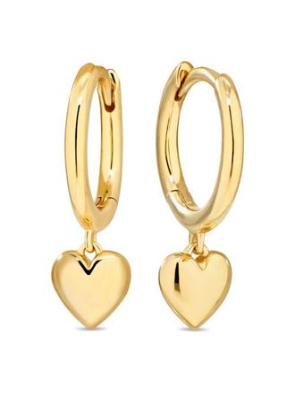 Devata Heart Hoop Earrings in Gold Plated Sterling Silver in Yellow Gold at Nordstrom