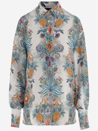 Just Cavalli viscose overhemd met botanische print
