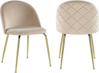 Vente-Unique Juego de 2 sillas MELBOURNE - Terciopelo y metal dorado - Beige