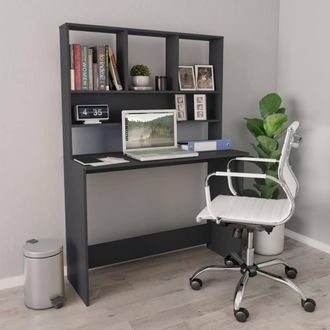 Berkfield Home Desk with Shelf Grey 110x45x157 cm Engineered Wood | Size: 110 x 45 x 157 cm