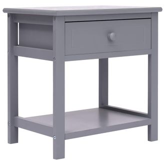 vidaXL Mesita De Noche Madera De Paulownia Gris 40x29x42 Cm Vidaxl