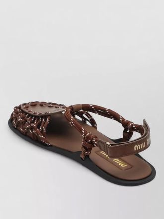 Miu Miu sandals open toe flat sole braided design