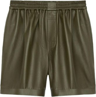 Loewe elasticated-waist leather shorts - men - Nappa Leather - M - Green