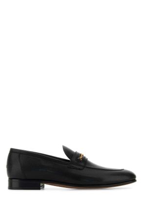 Valentino Garavani Black Leather V Logo Signature Loafers